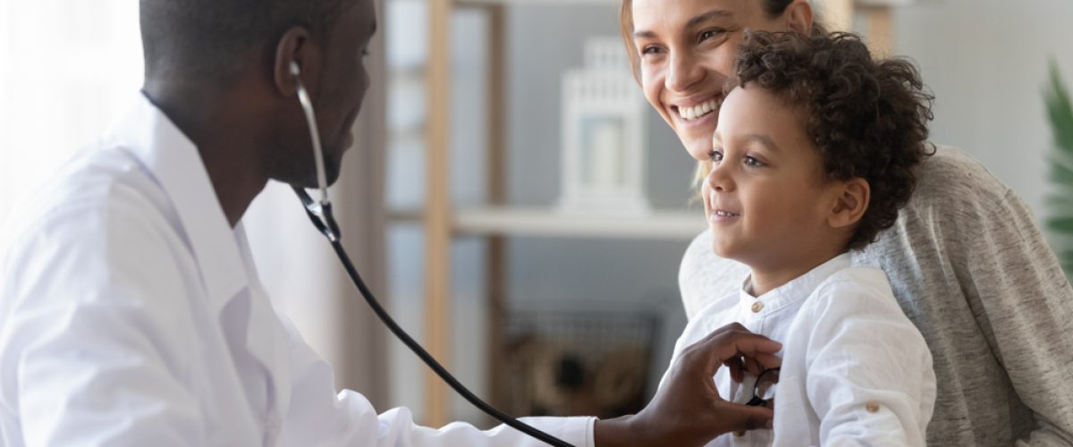 African,Male,Pediatrician,Hold,Stethoscope,Exam,Child,Boy,Patient,Visit